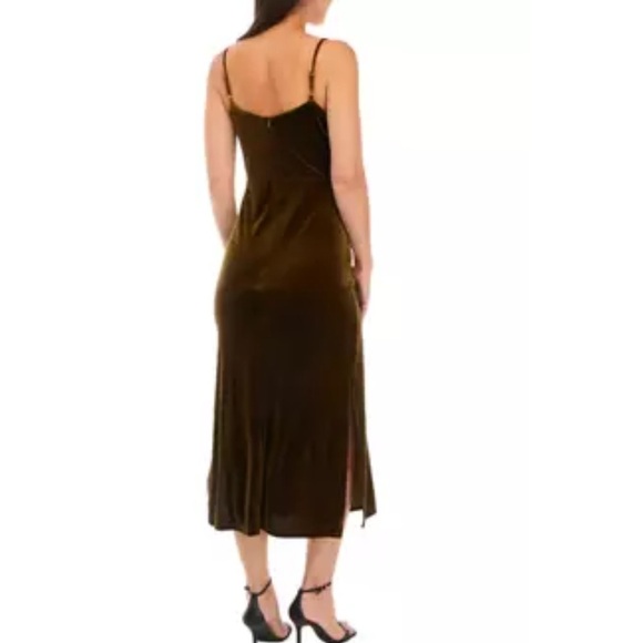 Taylor Sleeveless Cami Cowl Neck Solid Velvet Midi Length Dress Size 6 - Picture 4 of 13